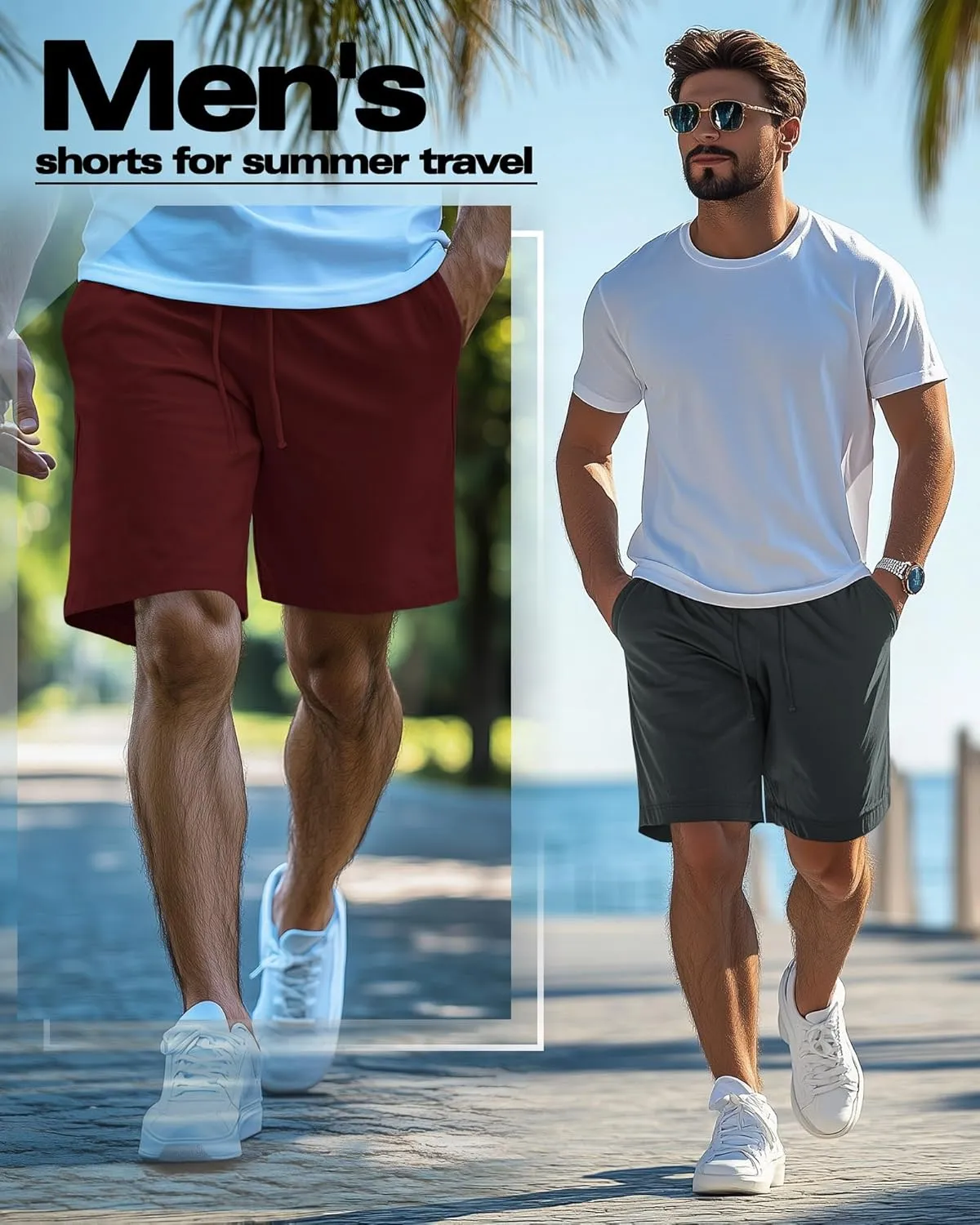 Neer 3 Pack Men's Gym Shorts Athletic Drawstring Cotton Loose Workout Soft Summer Casual Running Shorts with Pockets