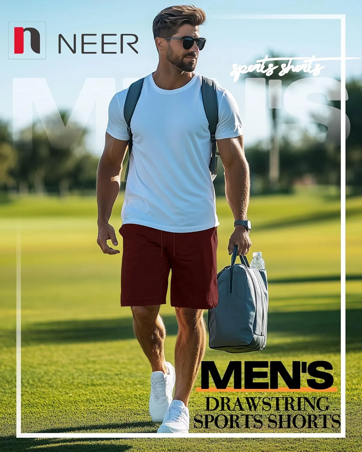 Neer 3 Pack Men's Gym Shorts Athletic Drawstring Cotton Loose Workout Soft Summer Casual Running Shorts with Pockets