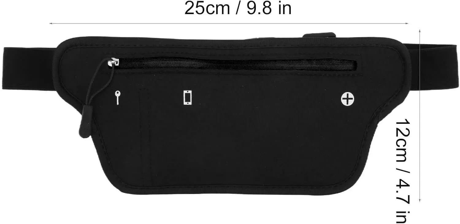 Neoprene Running Waist Pack with Elastic Band for Exercise Enthusiasts (Black)
