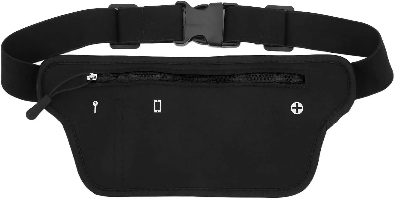 Neoprene Running Waist Pack with Elastic Band for Exercise Enthusiasts (Black)