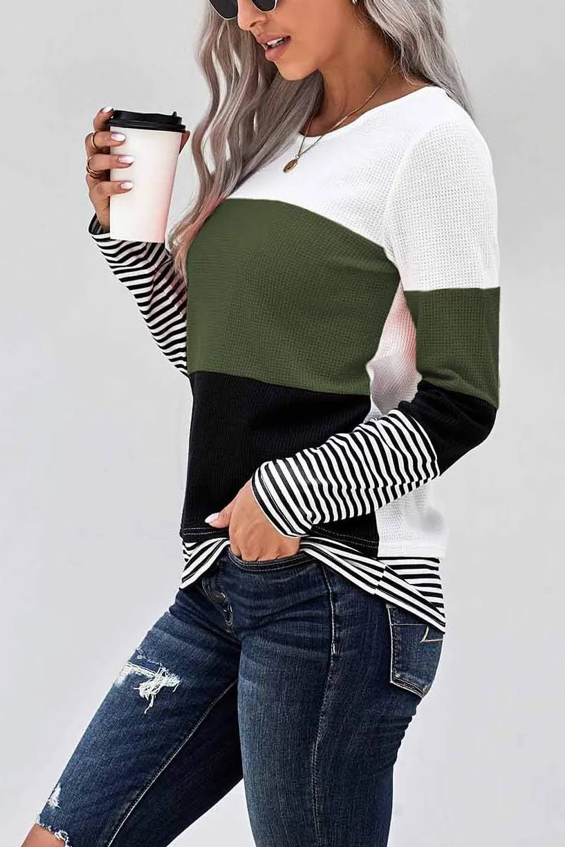 NEYOUQE Womens Color Block Loose Long/Short Sleeve T Shirts Casual Comfy Tops Tee Shirt Women's Tunics
