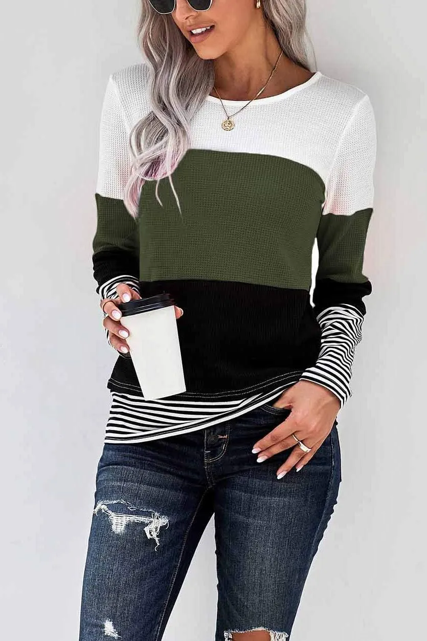 NEYOUQE Womens Color Block Loose Long/Short Sleeve T Shirts Casual Comfy Tops Tee Shirt Women's Tunics
