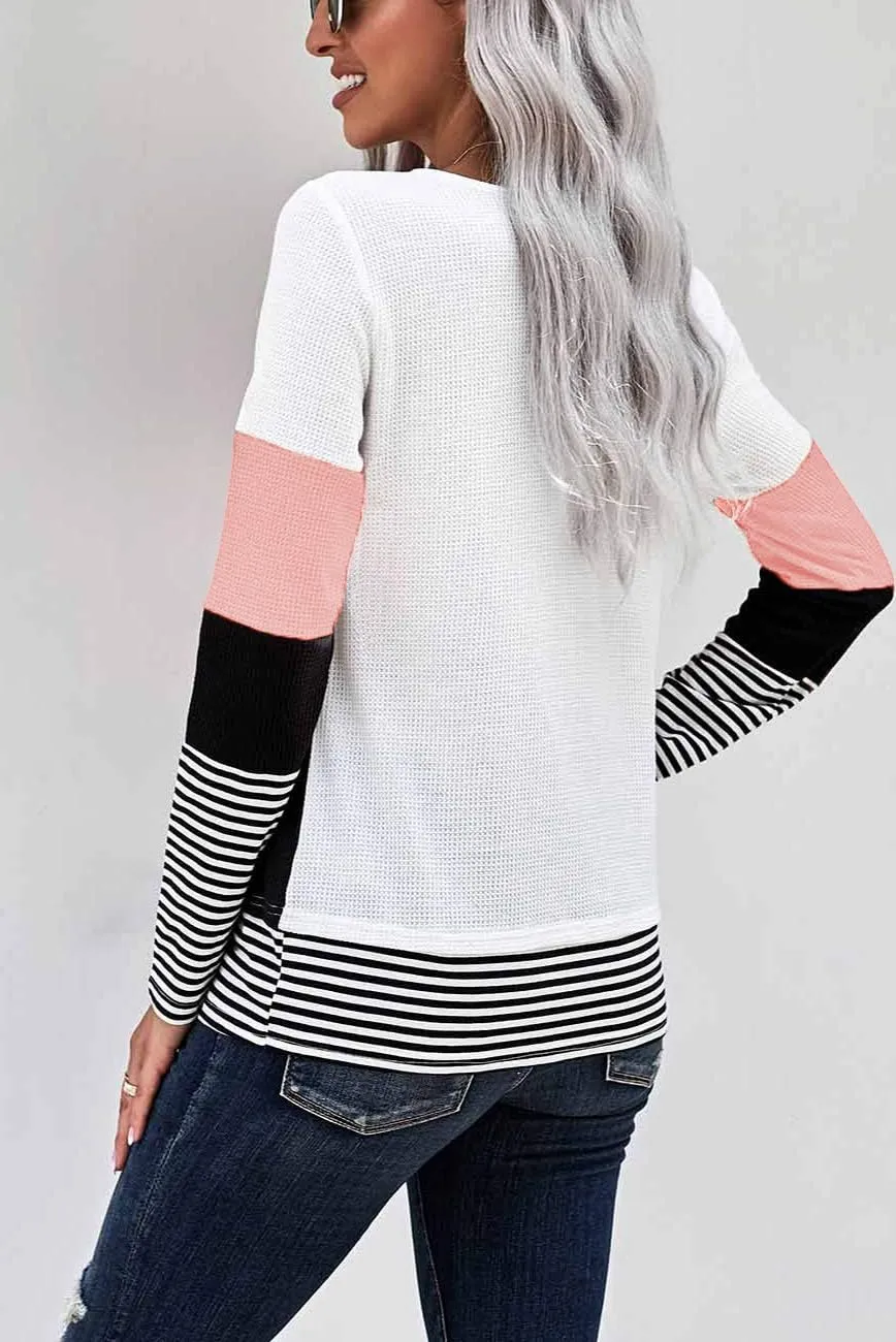 NEYOUQE Womens Color Block Loose Long/Short Sleeve T Shirts Casual Comfy Tops Tee Shirt Women's Tunics