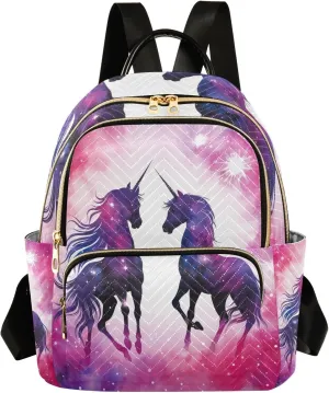 ODAWA Beautiful Unicorns Watercolor Quilted Backpack Purse Backpack Small Travel Backpack Purse