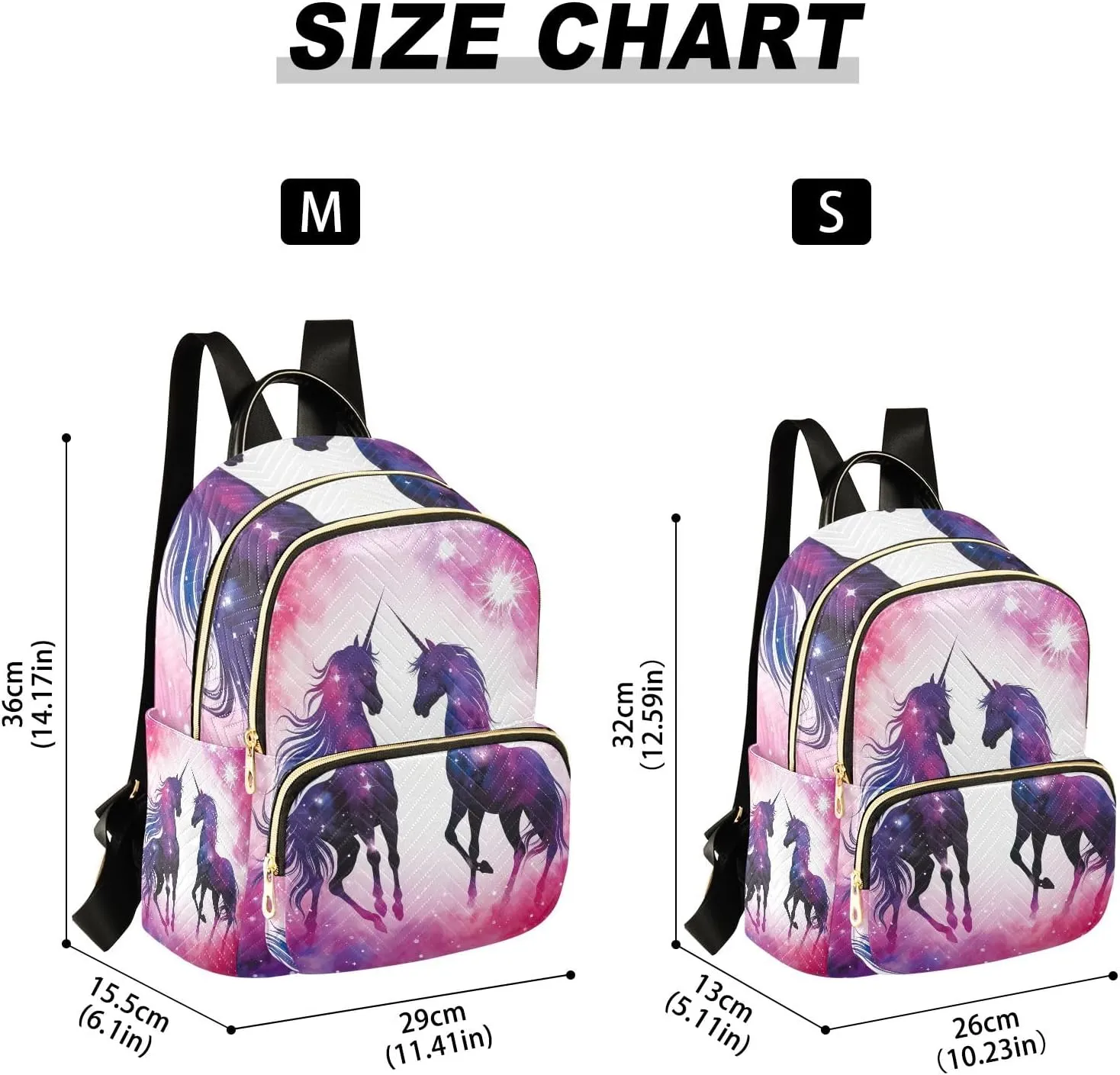 ODAWA Beautiful Unicorns Watercolor Quilted Backpack Purse Backpack Small Travel Backpack Purse