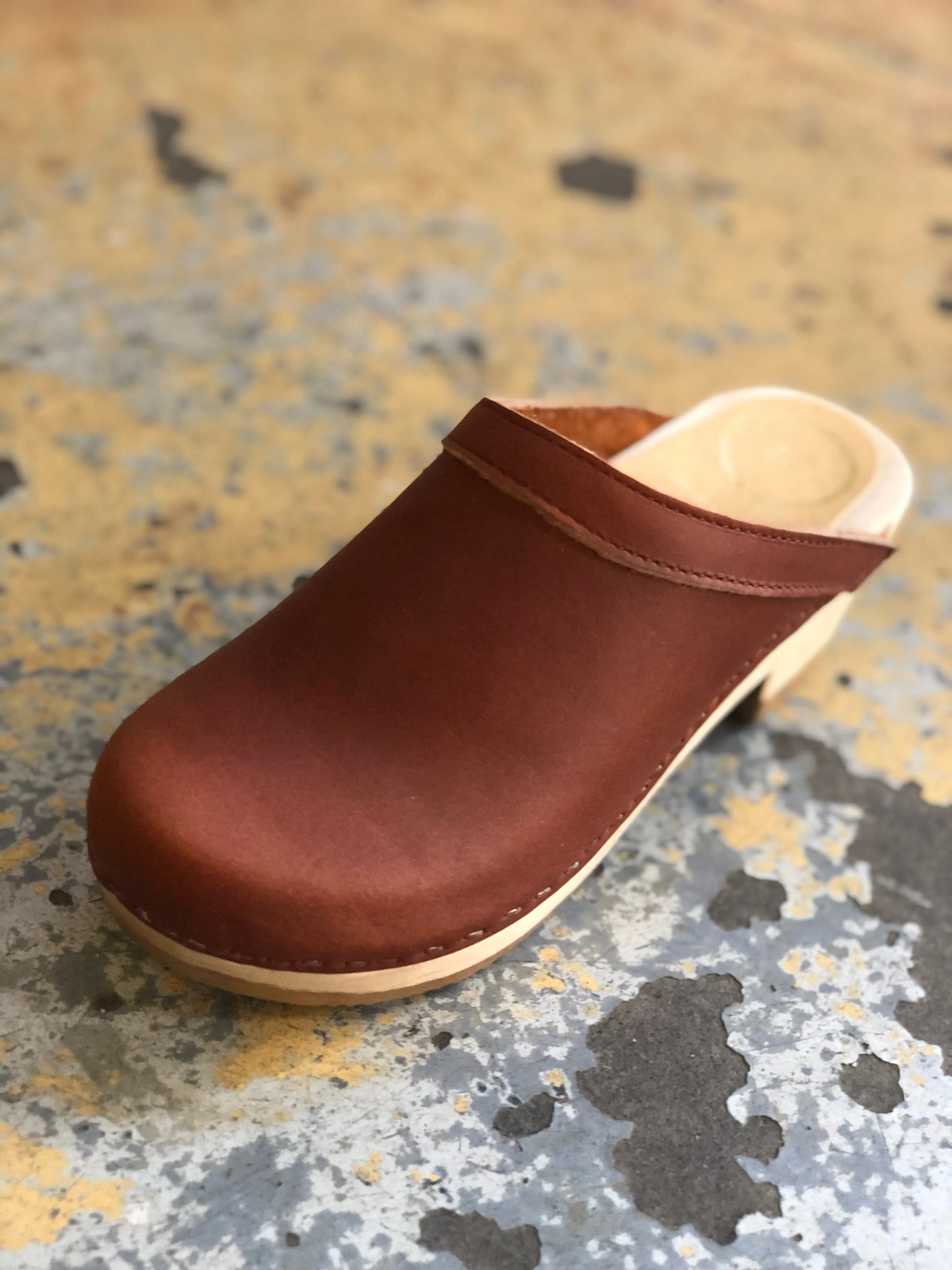Old School Clog on Mid Heel - Bourbon