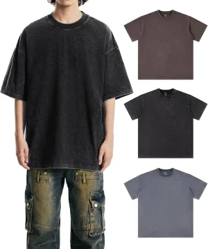 Oversize Cotton T-Shirts for Men Women Unisex Acid Washed T Shirt 100% Cotton Heavyweight Vintage Short Sleeve Tees