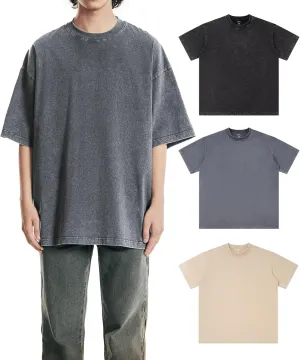 Oversize Cotton T-Shirts for Men Women Unisex Acid Washed T Shirt 100% Cotton Heavyweight Vintage Short Sleeve Tees