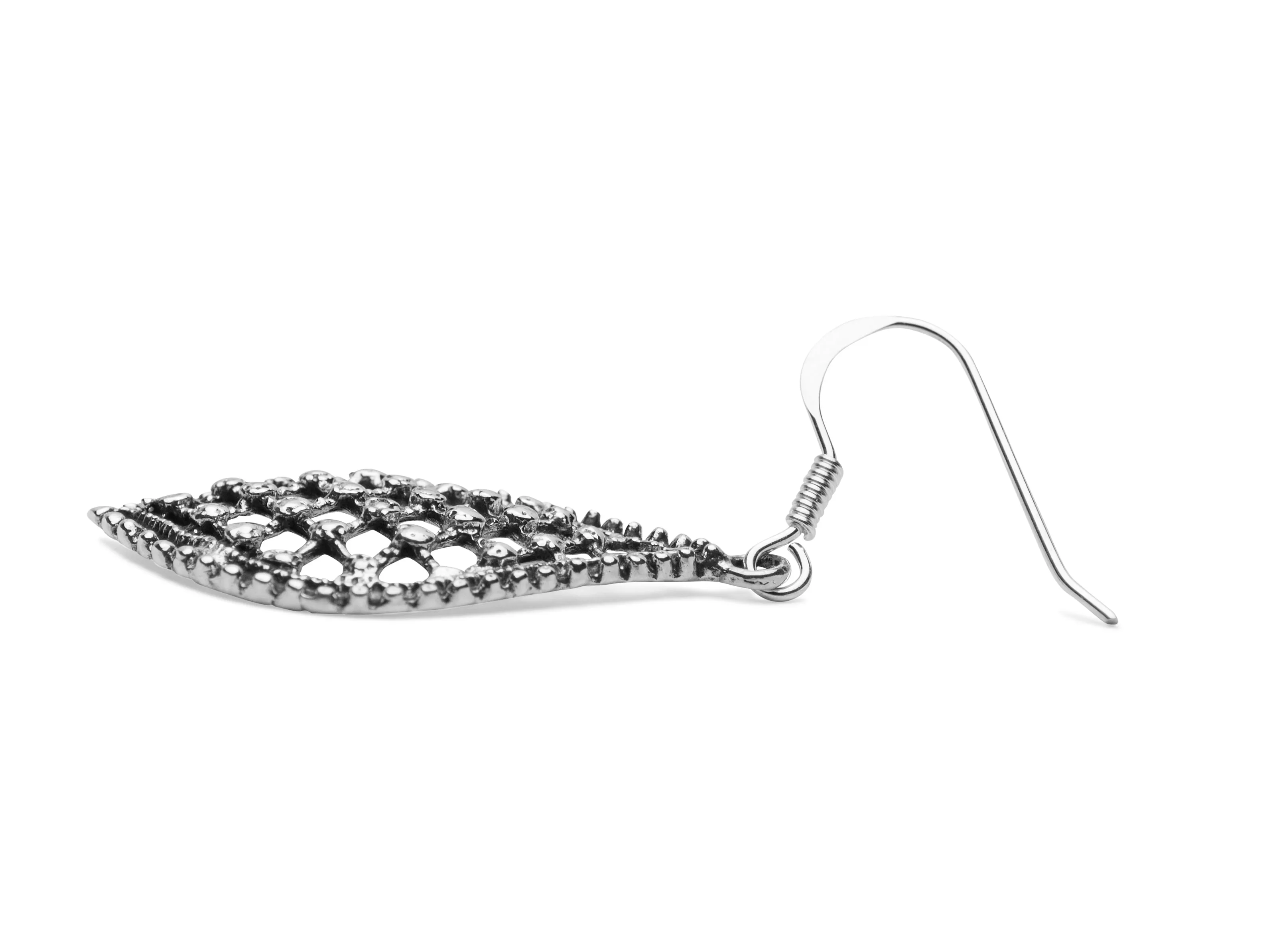 Oxidized Silver Beaded Earrings