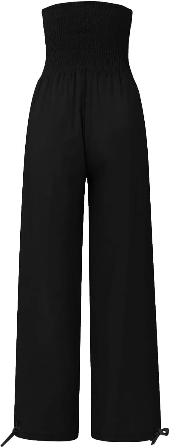 Palazzo Pants for Women Petite Summer Casual Wide Leg High Waist Linen Pants with Pockets 2025 Beach Vacation Outfit