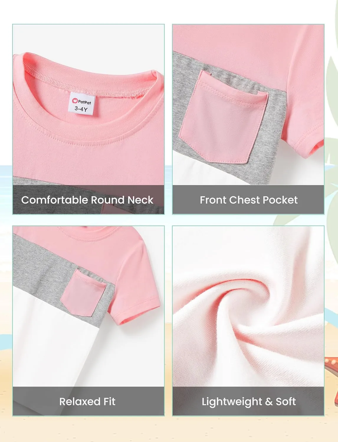 PATPAT Family Matching Outfits Short Sleeve Belted Spliced Pattern Print Dresses and Casual T-Shirts Matching Sets