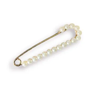 Pearl Big Safety Pin- Gold