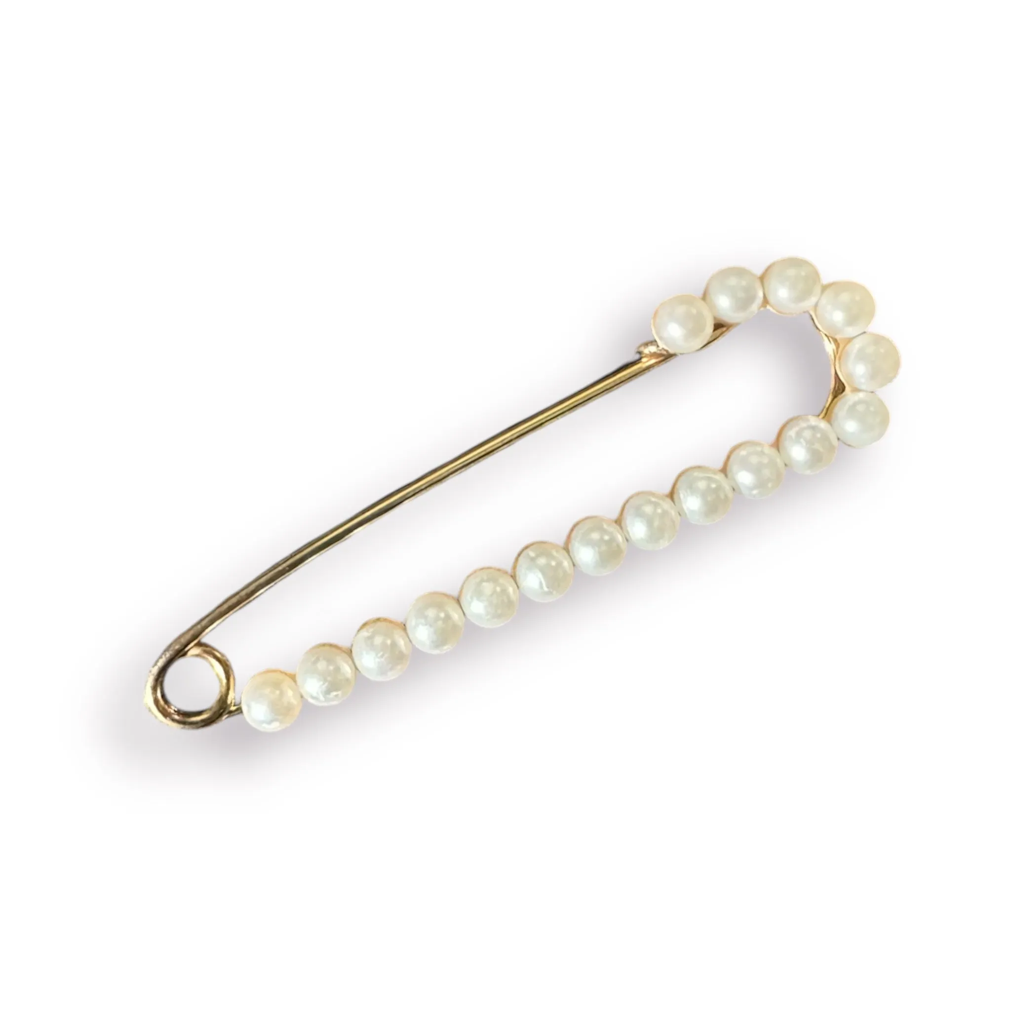 Pearl Big Safety Pin- Gold
