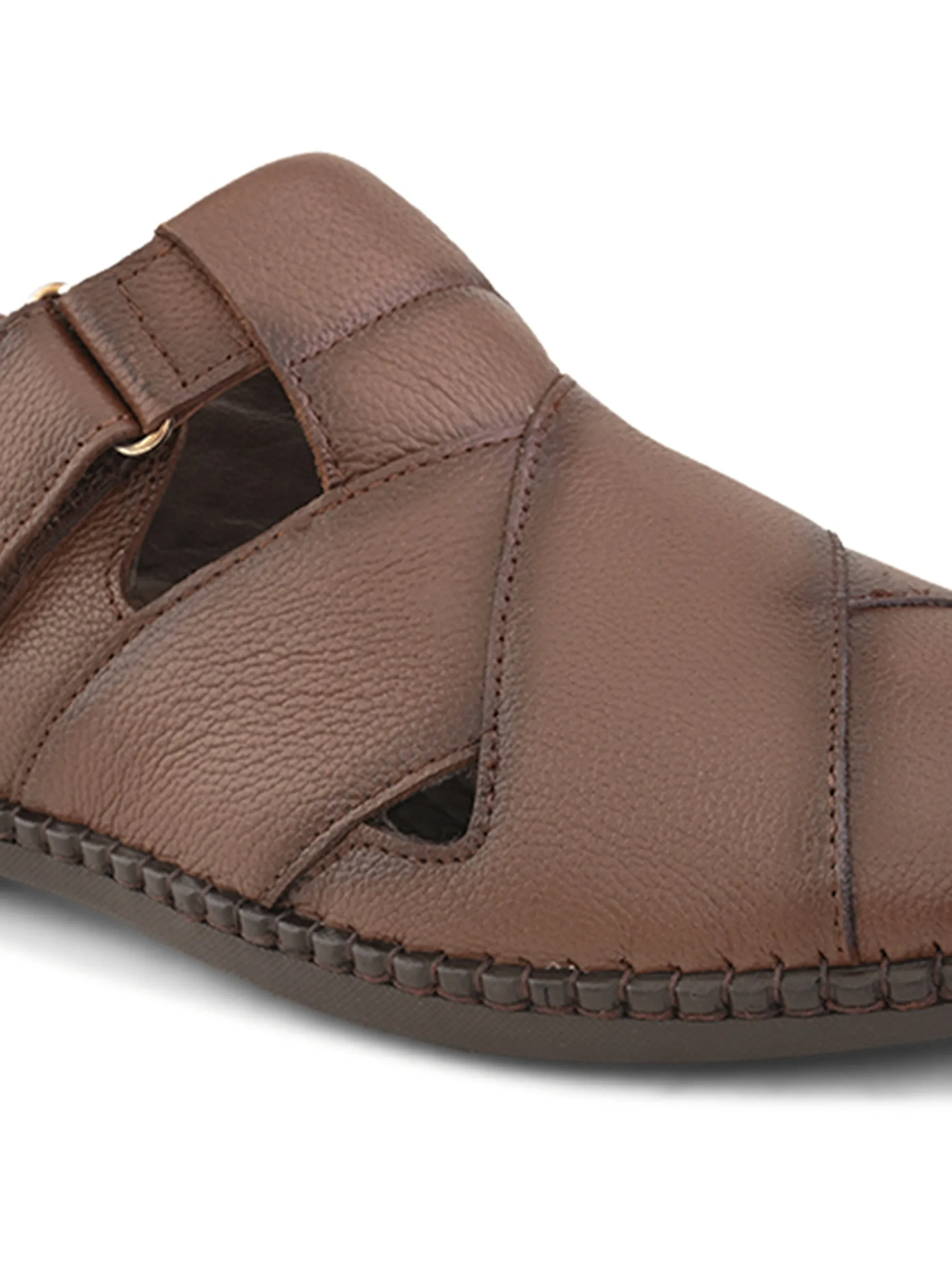 Pelle Albero Male's Brown Leather Comfort Sandal