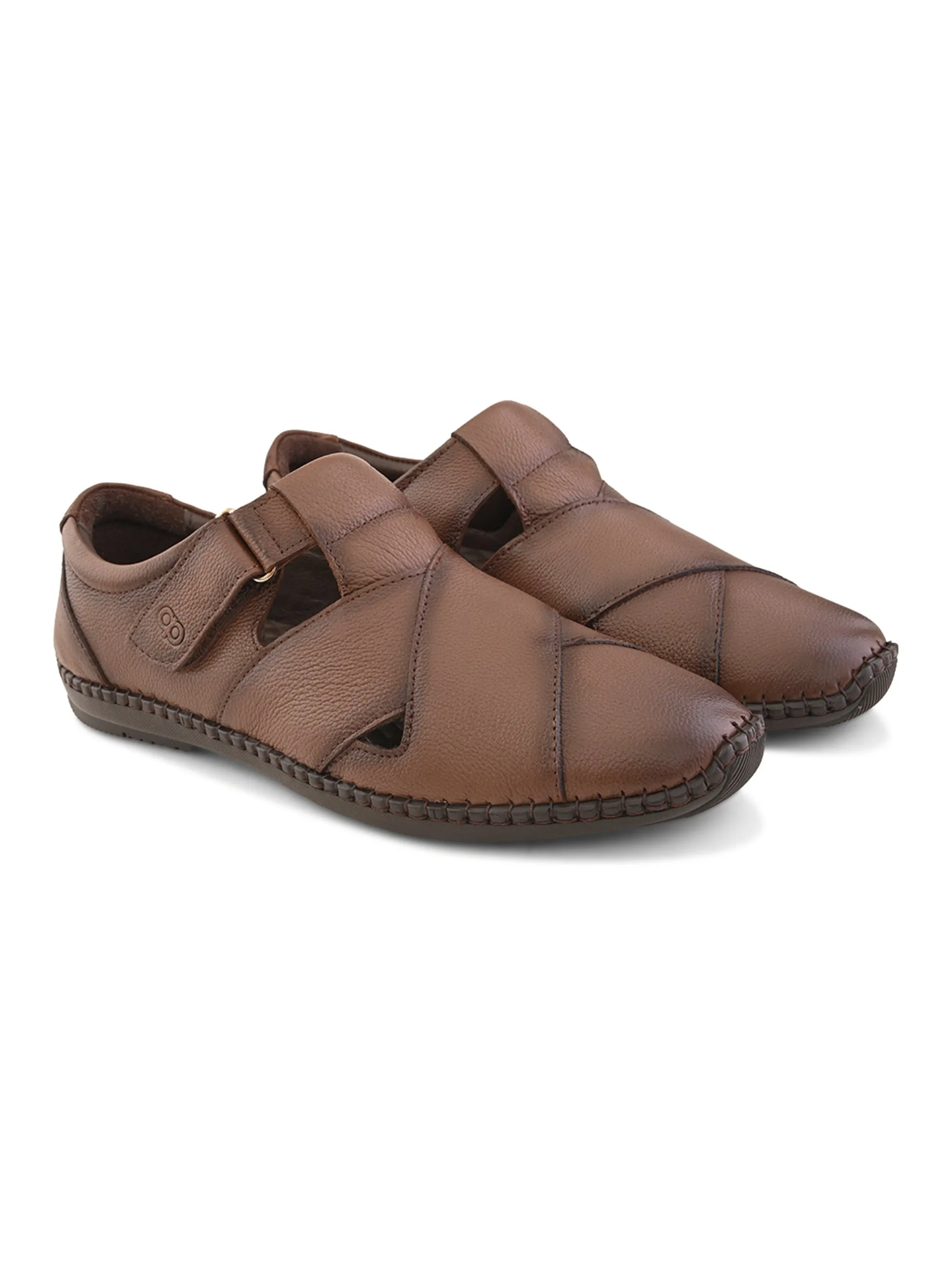 Pelle Albero Male's Brown Leather Comfort Sandal