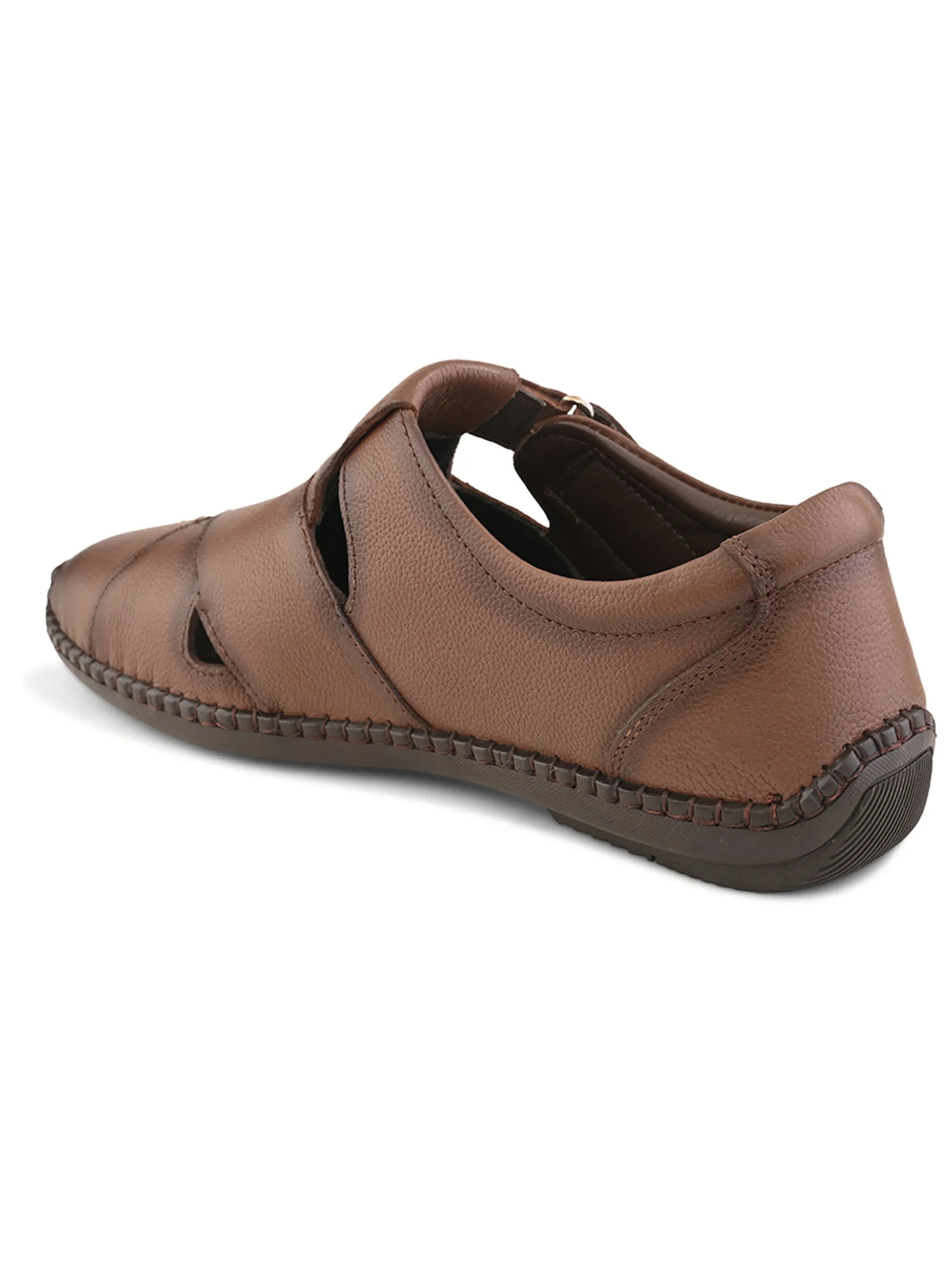 Pelle Albero Male's Brown Leather Comfort Sandal
