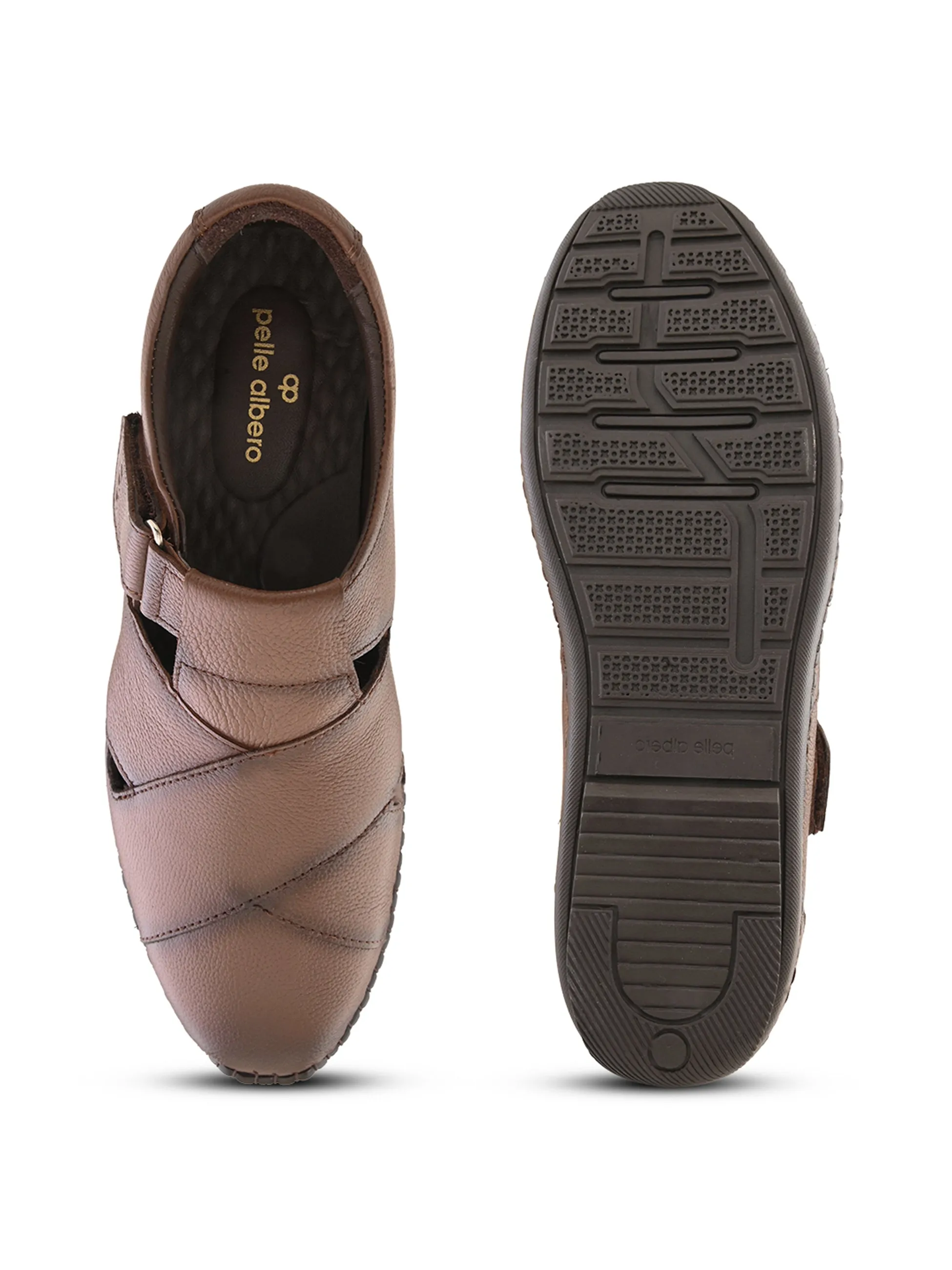 Pelle Albero Male's Brown Leather Comfort Sandal
