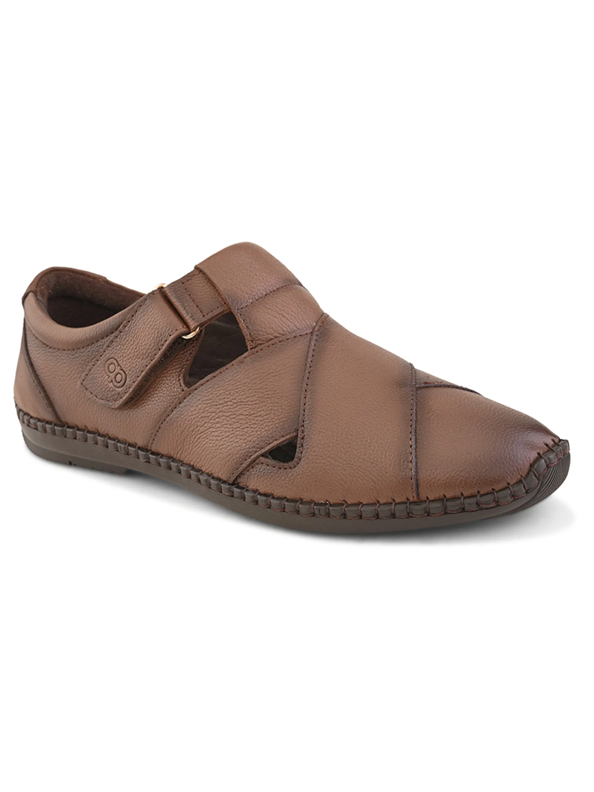 Pelle Albero Male's Brown Leather Comfort Sandal
