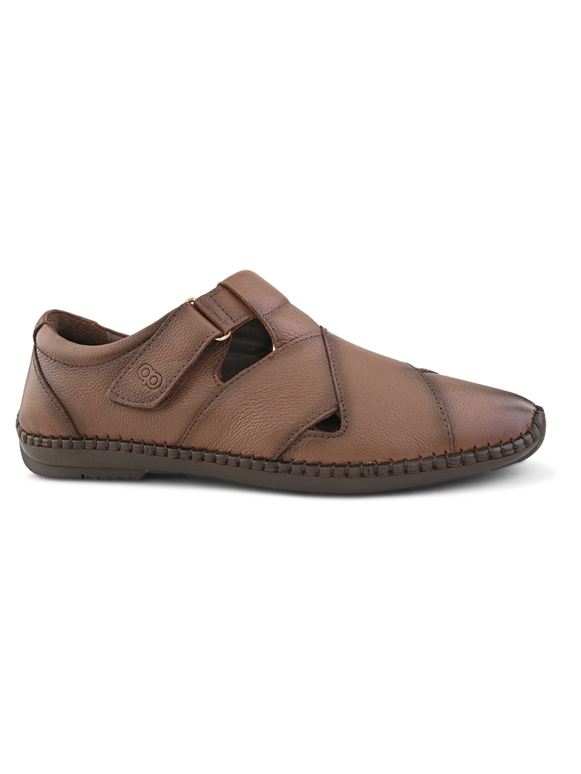 Pelle Albero Male's Brown Leather Comfort Sandal