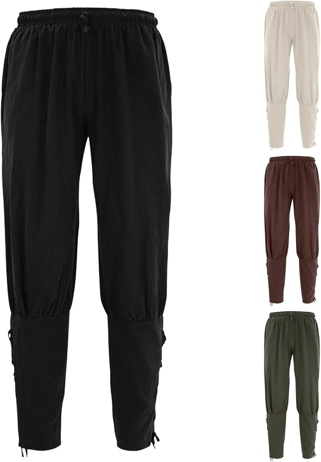 Pirate Pants for Men Ankle Banded Renaissance Pants Medieval Viking Navigator Jogger Trousers Cosplay Pirate Costumes