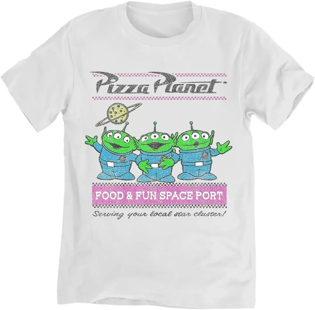 Pizza Planet Shirt Novelty Aliens Graphic Shirtsweat Man Fit Funny Design T-shirt Adult Unisex White