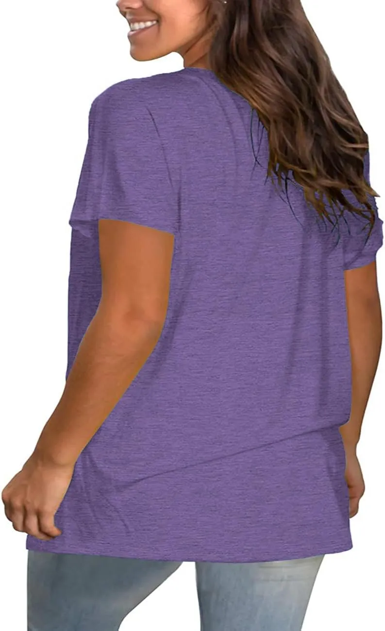 Plus Size Summer T Shirts Women Tops Short Sleeve Round Neck Casual Loose Fit Tee Tshirts Tunic