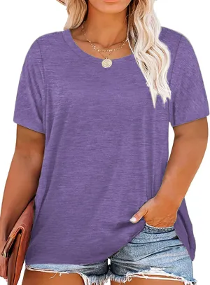 Plus Size Summer T Shirts Women Tops Short Sleeve Round Neck Casual Loose Fit Tee Tshirts Tunic