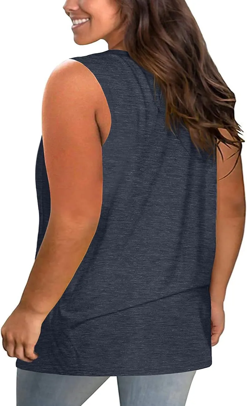 Plus Size Tank Tops for Women Summer Sleeveless Sexy V Neck T-Shirts Tops Casual Loose Cotton Tees