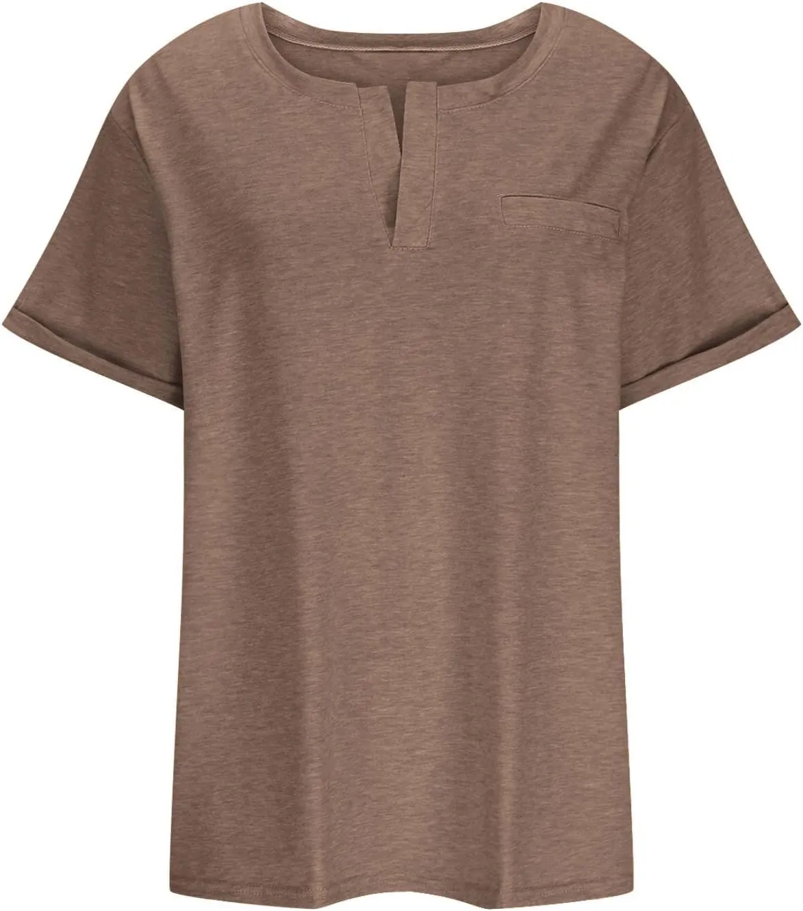 Plus Size Tops for Women Dressy Blouse Notch V Neck Oversized T Shirts Summer Casual Short Sleeve Tshirt with Pockets