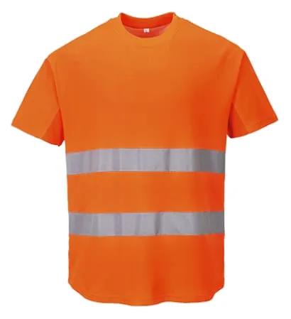 Portwest Hi Vis Mesh Panel Cotton Comfort Tee Shirt RIS 3279 C394