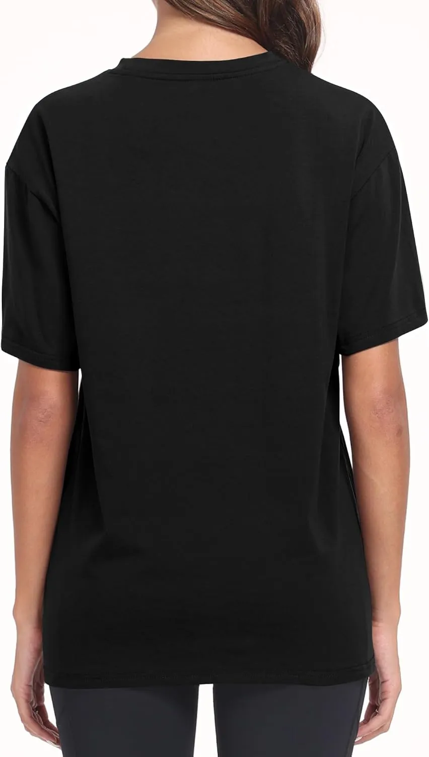 PRIMODA Womens Oversized Short Sleeve T Shirts Trendy Crew Neck Loose Workout Tee Casual Summer Tops Cotton