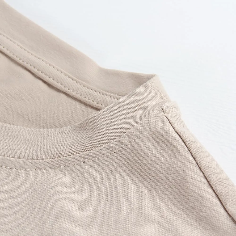 PRIMODA Women's Oversized Workout Cropped T Shirts Crew Neck Short Sleeve Casual Loose Summer Crop Tee Tops Cotton
