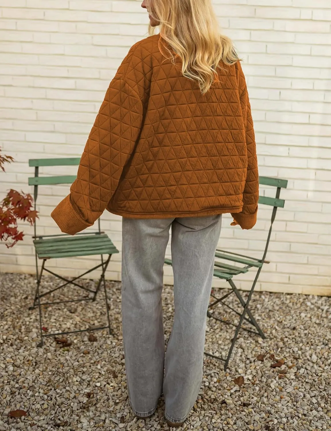 Quilted Jackets for Women Lightweight Button Down Long Sleeve Winter Padded Coat Puffer Jacket