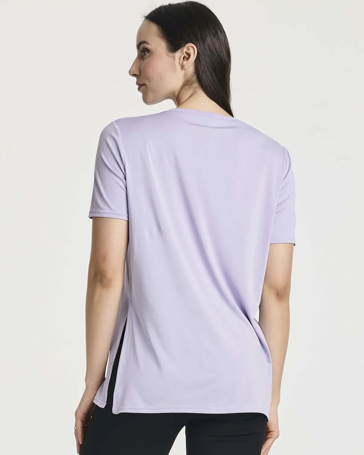 Real Essentials 5 Pack: Women's Short Sleeve Active Workout T-Shirts - Dry Fit Gym Tops with Split Hem (Plus Sizes)