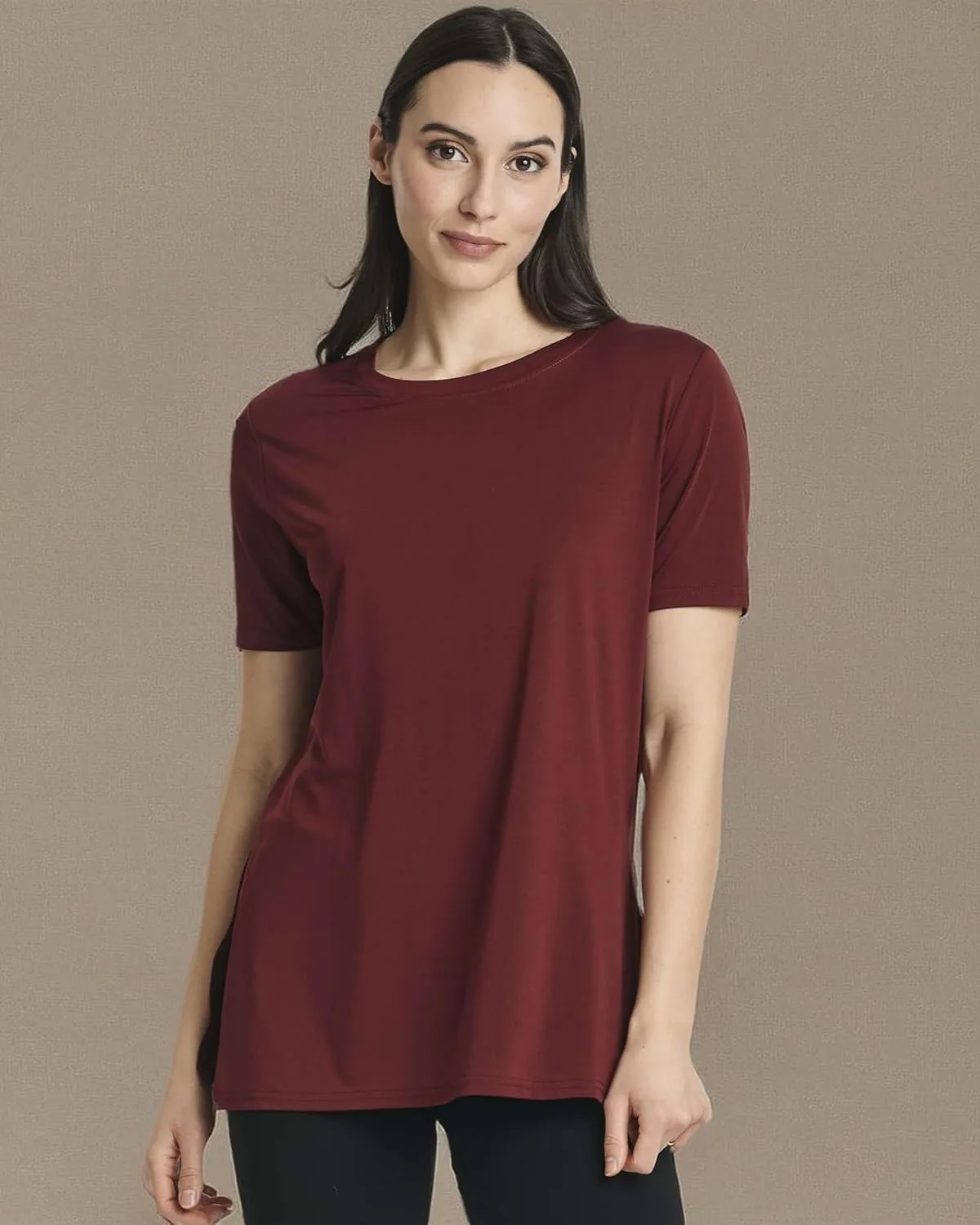 Real Essentials 5 Pack: Women's Short Sleeve Active Workout T-Shirts - Dry Fit Gym Tops with Split Hem (Plus Sizes)