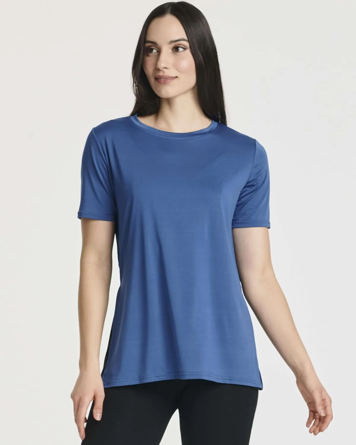 Real Essentials 5 Pack: Women's Short Sleeve Active Workout T-Shirts - Dry Fit Gym Tops with Split Hem (Plus Sizes)