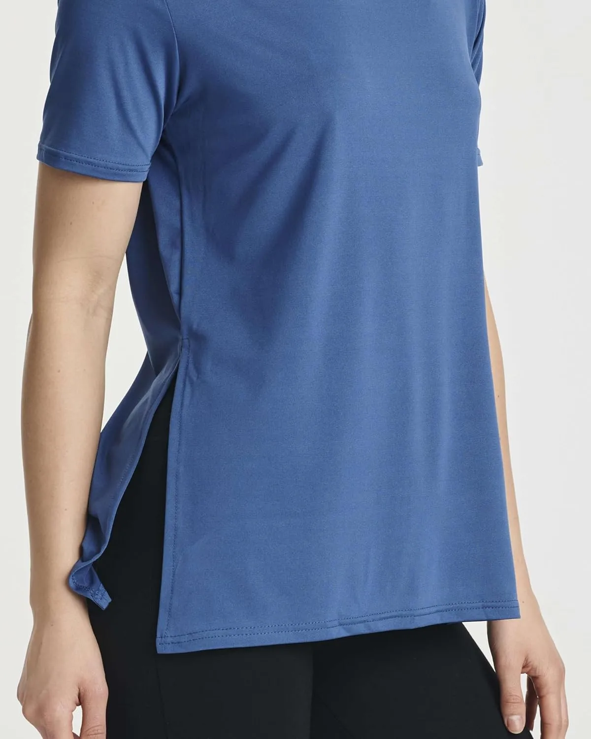 Real Essentials 5 Pack: Women's Short Sleeve Active Workout T-Shirts - Dry Fit Gym Tops with Split Hem (Plus Sizes)