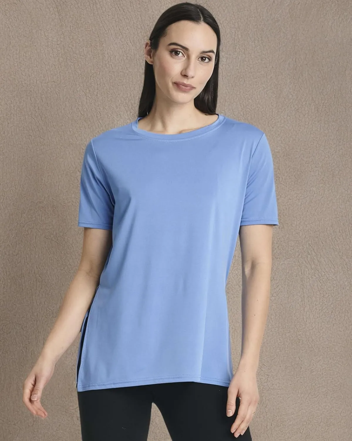 Real Essentials 5 Pack: Women's Short Sleeve Active Workout T-Shirts - Dry Fit Gym Tops with Split Hem (Plus Sizes)