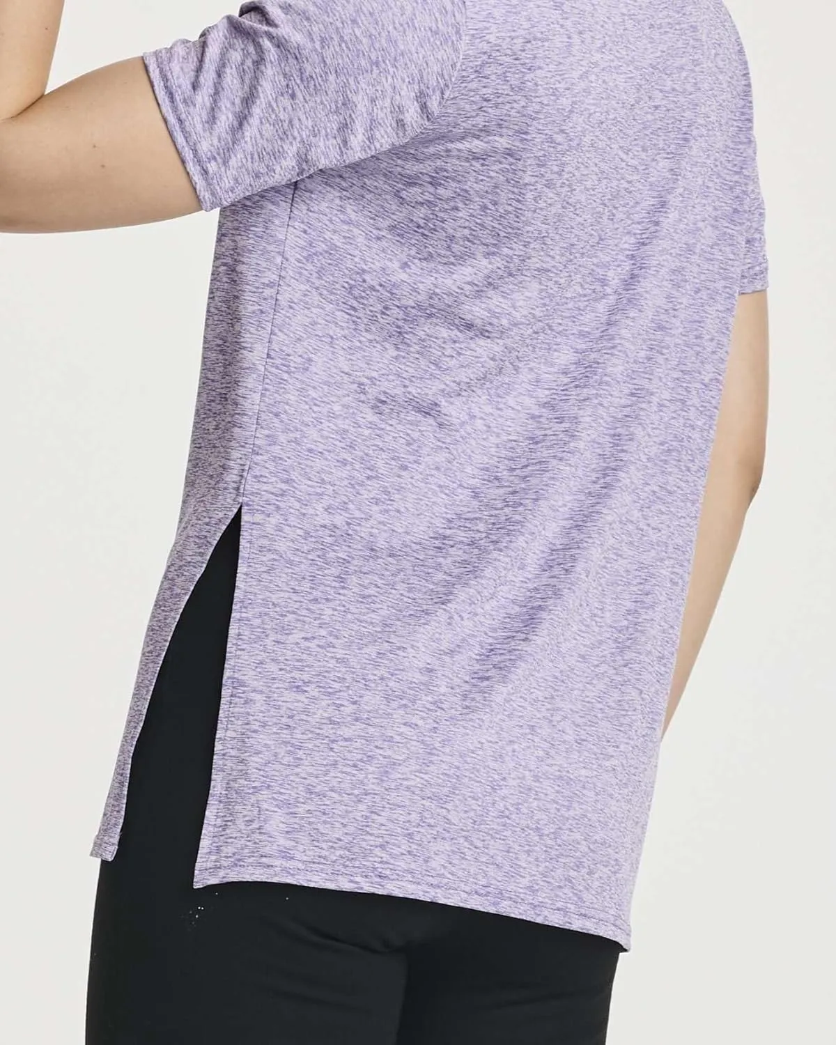 Real Essentials 5 Pack: Women's Short Sleeve Active Workout T-Shirts - Dry Fit Gym Tops with Split Hem (Plus Sizes)