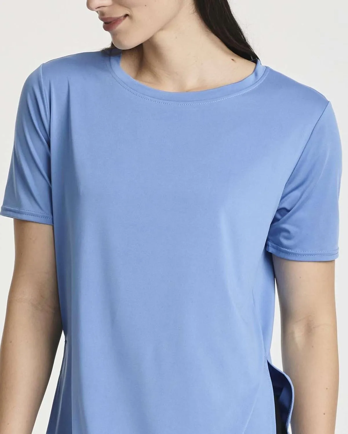 Real Essentials 5 Pack: Women's Short Sleeve Active Workout T-Shirts - Dry Fit Gym Tops with Split Hem (Plus Sizes)