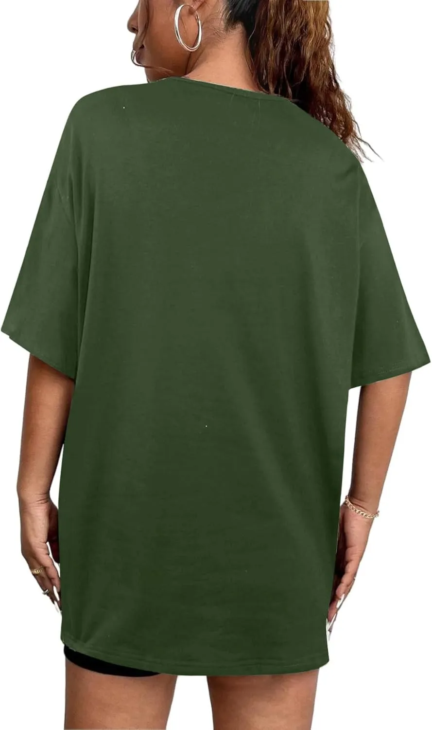Remidoo Womens Tie Dye Oversized T Shirt Sexy Cut Out Short Sleeve V Neck Tee