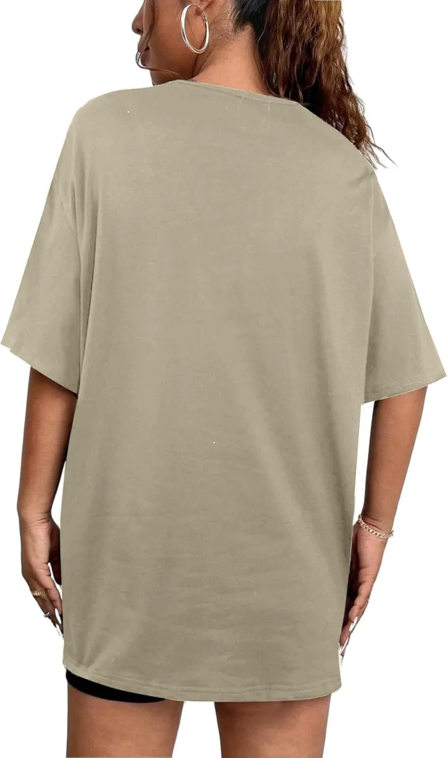 Remidoo Womens Tie Dye Oversized T Shirt Sexy Cut Out Short Sleeve V Neck Tee