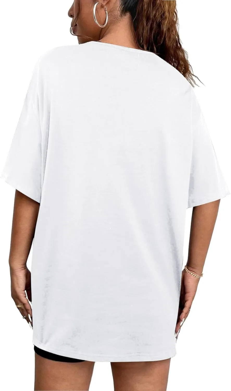 Remidoo Womens Tie Dye Oversized T Shirt Sexy Cut Out Short Sleeve V Neck Tee