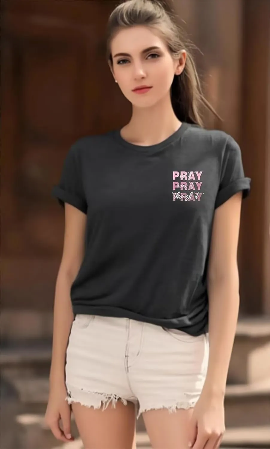 Retro Christian Jesus Faith T Shirts for Women Cross Pray Floral Printed Short Sleeve Inspirational Bible Verse Tee Tops