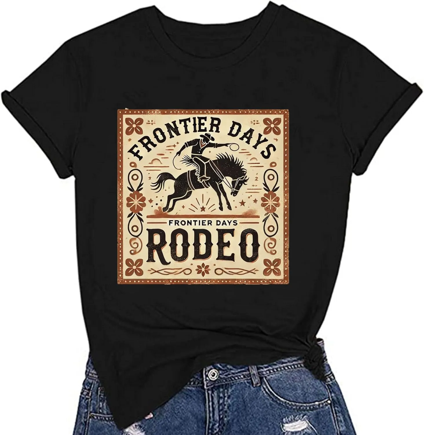 Retro Steer Skull Western T-Shirts for Women Cowboy Vintage Graphic Tees Country Concert Shirt Western Retro Shirt