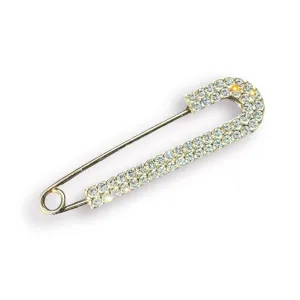 Rhinestone Big Safety Pin- Gold