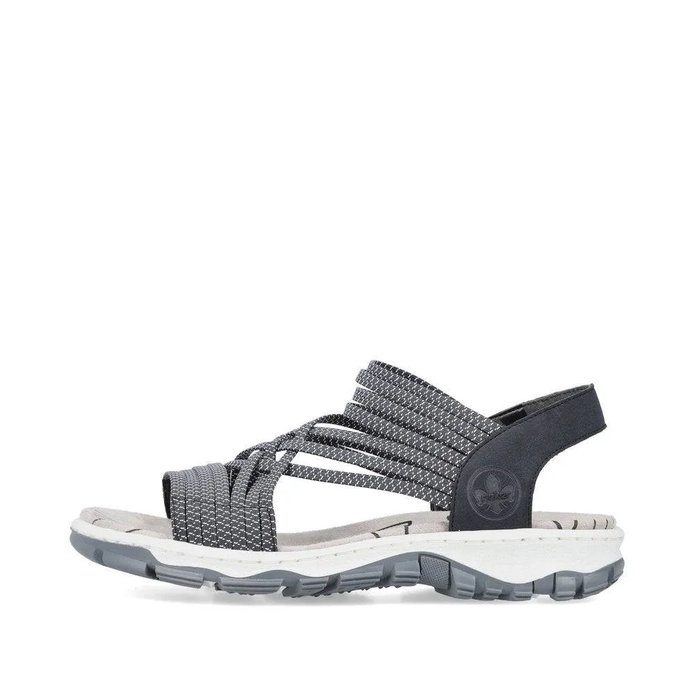 Rieker 68888-14 Ladies Navy Blue Synthetic Pull On Sandals