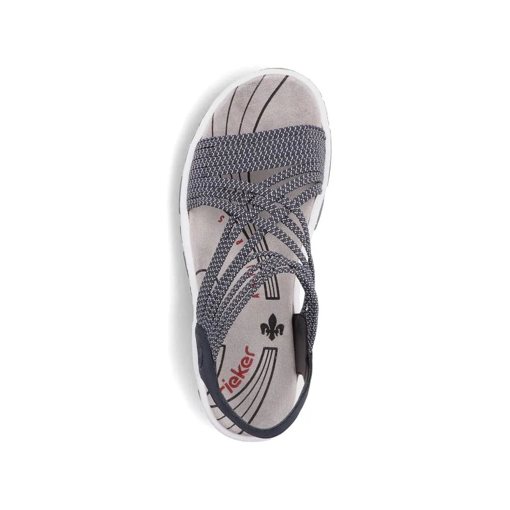 Rieker 68888-14 Ladies Navy Blue Synthetic Pull On Sandals