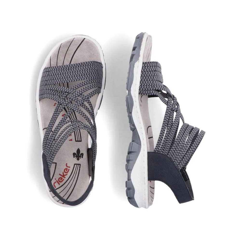 Rieker 68888-14 Ladies Navy Blue Synthetic Pull On Sandals