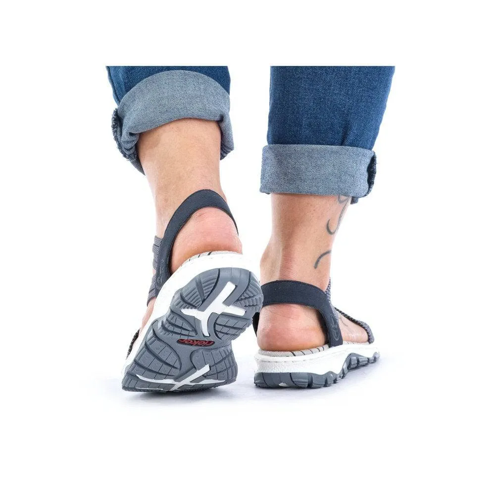 Rieker 68888-14 Ladies Navy Blue Synthetic Pull On Sandals